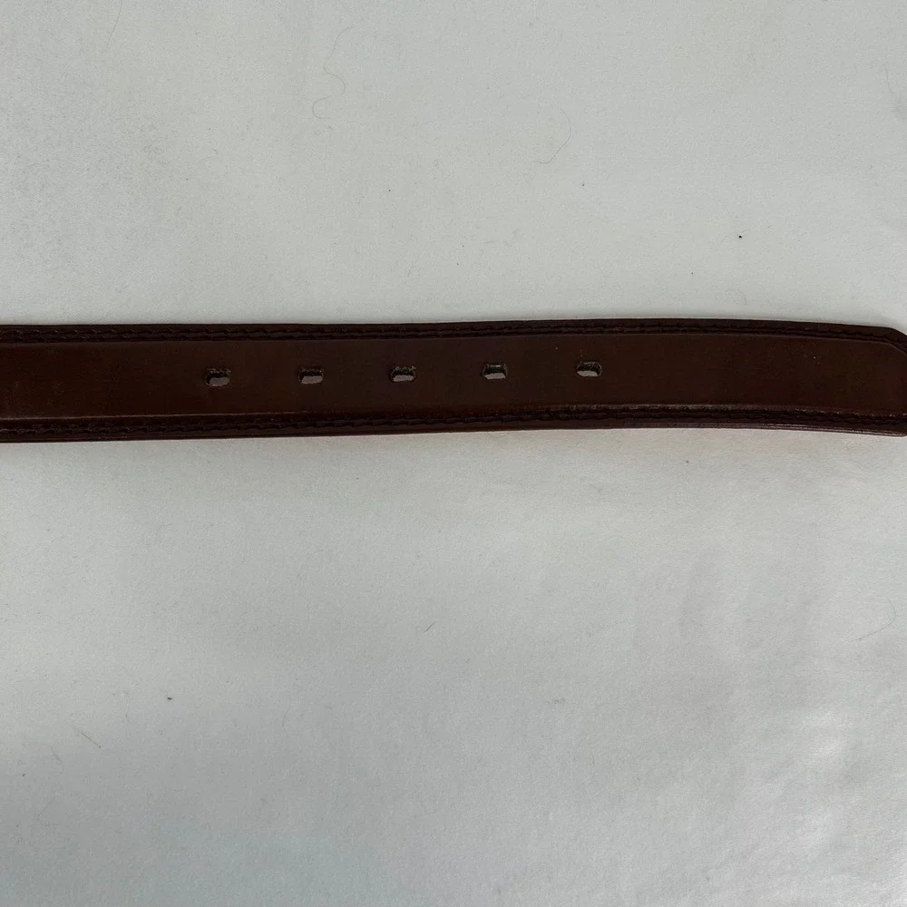 Genuine Leather Dress Belt Mens XL 42-44 Brown Stitched Edge Classic Business